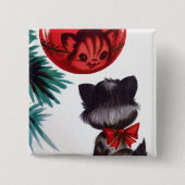  kerstretro-kateflectie, leuke knop vierkante button 5,1 cm (Voorkant)