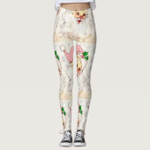  kerstretro-kerstman met roze Pet Leggings (Voorkant)