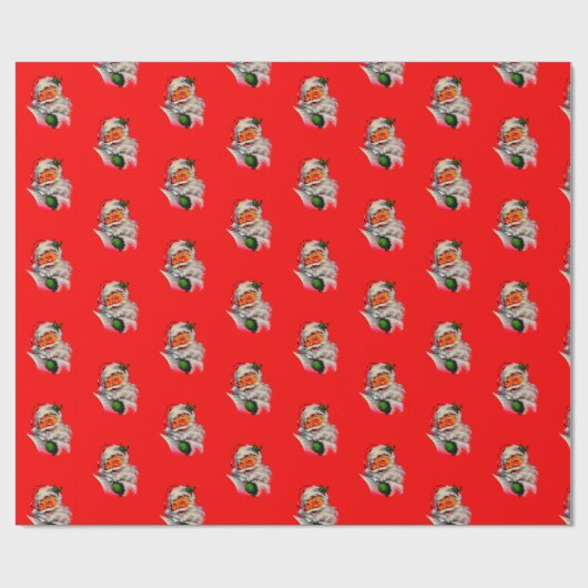 kerstretro Klassieke traditionele kerstretro Cadeaupapier (Vlak)