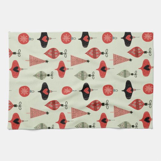 Kerstretro Mid Century Green Theedoek (Horizontaal)