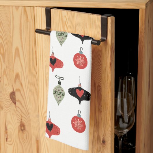 Kerstretro Mid Century Ornamenten Theedoek (Derde Gevouwen)