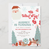 Kerstretro Oh wat leuk 1e verjaardag Kaart (Voorkant)
