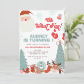 Kerstretro Oh wat leuk 1e verjaardag Kaart (Staand voorkant)