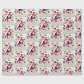 kerstretro partijomslag cadeaupapier (Vlak)