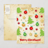 kerstretro patroon, briefkaart (Voorkant / Achterkant)