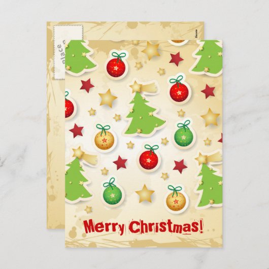 kerstretro patroon, briefkaart (Voorkant / Achterkant)