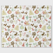 kerstretro patroon Festive party wrap Cadeaupapier (Vlak)