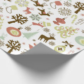 kerstretro patroon Festive party wrap Cadeaupapier (Hoek)