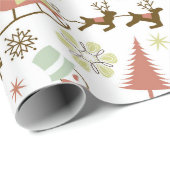 kerstretro patroon Festive party wrap Cadeaupapier (Rol Hoek)