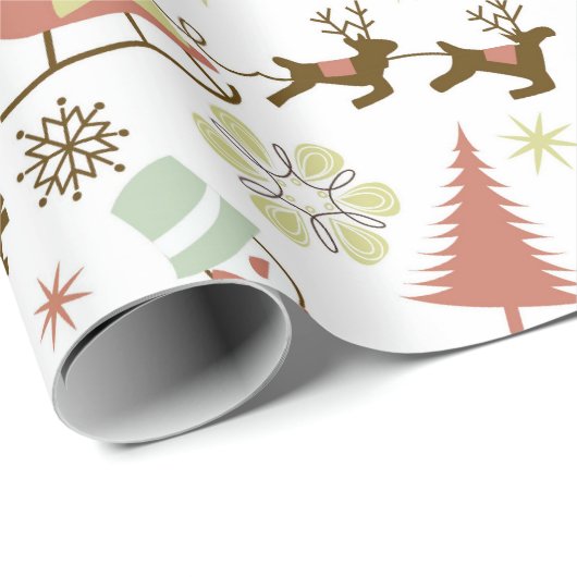 kerstretro patroon Festive party wrap Cadeaupapier (Rol Hoek)