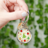 kerstretro patroon, sleutelhanger (Hand)