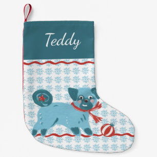 Kerstretro Pug Dog Vintage Moderne kleuren Kleine Kerstsok