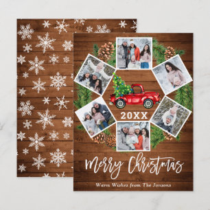 Kerstretro Red Boerderij Truck 6 Briefkaart