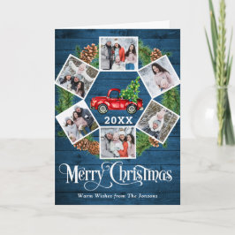 kerstretro Red Boerderij Truck Greep 6 FOTO Feestdagen Kaart