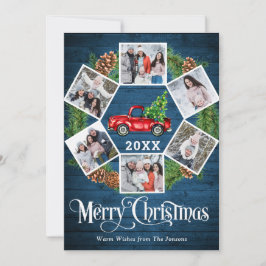 kerstretro Red Boerderij Truck Greep 6 FOTO Feestdagenkaart