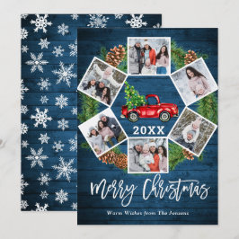 kerstretro Red Boerderij Truck Greep 6 FOTO Feestdagenkaart