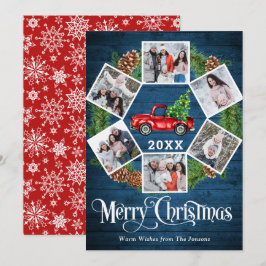 kerstretro Red Boerderij Truck Greep 6 FOTO Feestdagenkaart