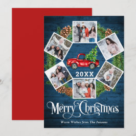 kerstretro Red Boerderij Truck Greep 6 FOTO Feestdagenkaart