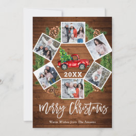 kerstretro Red Boerderij Truck Greep 6 FOTO Feestdagenkaart
