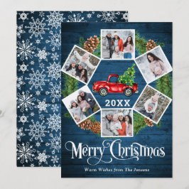 kerstretro Red Boerderij Truck Greep 6 FOTO Feestdagenkaart