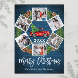 kerstretro Red Boerderij Truck Greep 6 FOTO Feestdagenkaart