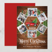 kerstretro Red Boerderij Truck Greep 6 FOTO Feestdagenkaart (Voorkant / Achterkant)