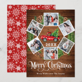 kerstretro Red Boerderij Truck Greep 6 FOTO Feestdagenkaart