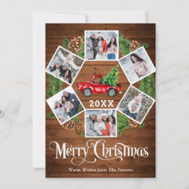 kerstretro Red Boerderij Truck Greep 6 FOTO Feestdagenkaart