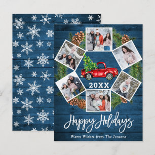 Kerstretro Red Boerderij Truck Holiday-fotokaart Briefkaart