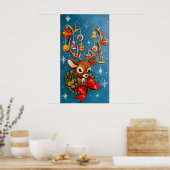 kerstretro rendierentuin Holiday Vintage poster (Keuken)