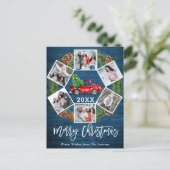 Kerstretro Rood Boerderij Vrachtwagen 6 Foto Briefkaart (Staand voorkant)