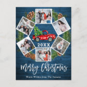 Kerstretro Rood Boerderij Vrachtwagen 6 Foto Briefkaart (Voorkant)