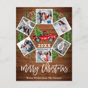 Kerstretro Rood Boerderij Vrachtwagen 6 Foto Briefkaart