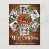 Kerstretro Rood Boerderij Vrachtwagen 6 Foto Briefkaart (Voorkant)
