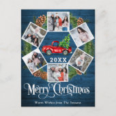 Kerstretro Rood Boerderij Vrachtwagen 6 Foto Briefkaart (Voorkant)