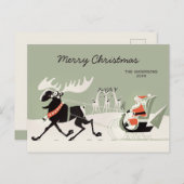 Kerstretro Santa en Goudslee CC1248 Briefkaart (Voorkant / Achterkant)