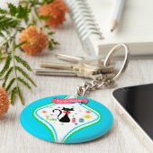 Kerstretro Siamese Cat Personalize Name Sleutelhanger (Zijkant)