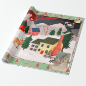 KERSTRETRO WINTERDORP inpakpapier (Uitgerold)