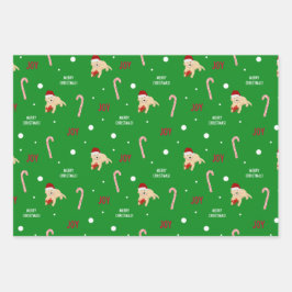 kerstreuksnoeren Candy Canes Gift Wrap set 3 Inpakpapier Vel
