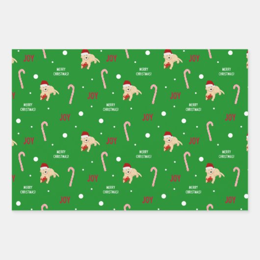 kerstreuksnoeren Candy Canes Gift Wrap set 3 Inpakpapier Vel (Voorkant)