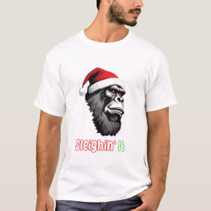 Kerstreus Monster Gorilla Kerstmis Santa Hoed T-shirt