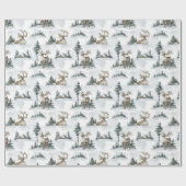 Kerstreustic Elk der Reindeer Cabin Gift Cadeaupapier (Vlak)