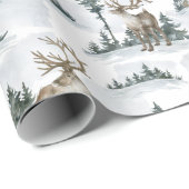 Kerstreustic Elk der Reindeer Cabin Gift Cadeaupapier (Rol Hoek)
