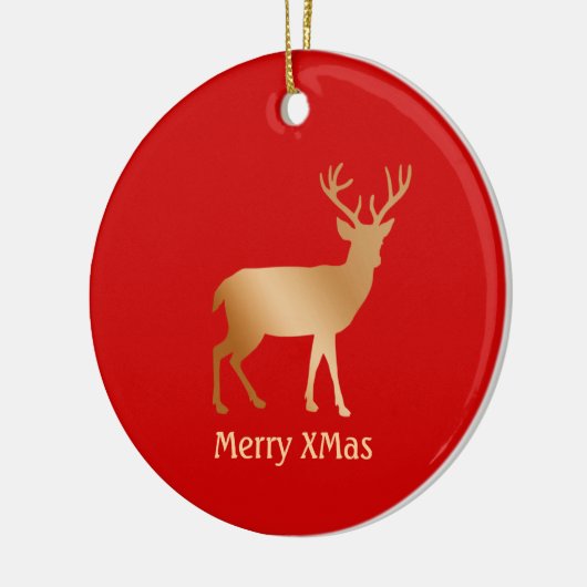 Kerstreuzenrendier, rood keramisch ornament (Links)