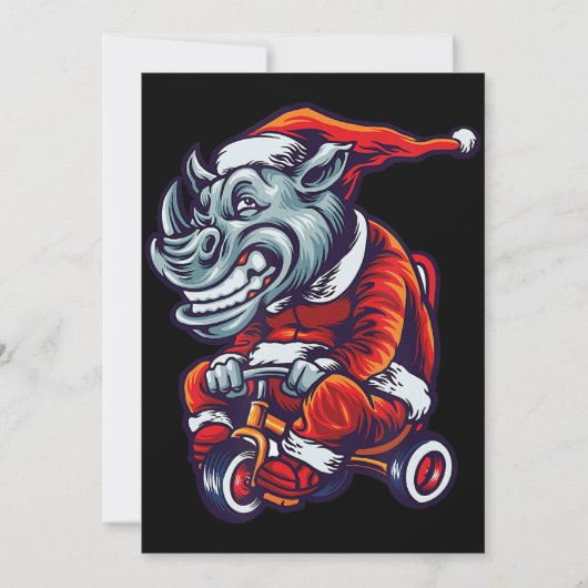 Kerstrhino Santa Wearing Pet Merry Xmas Bedankkaart (Voorkant)