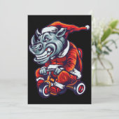 Kerstrhino Santa Wearing Pet Merry Xmas Bedankkaart (Staand voorkant)