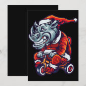 Kerstrhino Santa Wearing Pet Merry Xmas Bedankkaart (Voorkant / Achterkant)