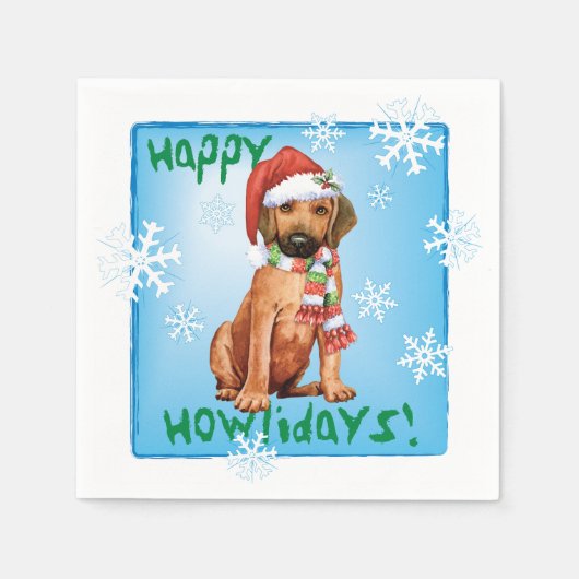 Kerstrhodesian Ridgeback Napkins Servet (Voorkant)
