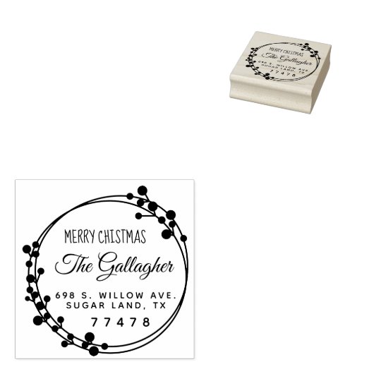 Kerstring Vrolijk Kerstmis Retouradres Rubberstempel (Gestempeld)