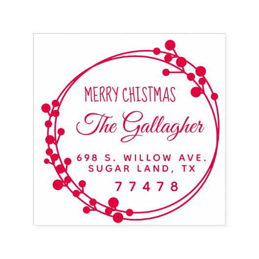 Kerstring Vrolijk Kerstmis Retouradres Zelfinktende Stempel (Design)